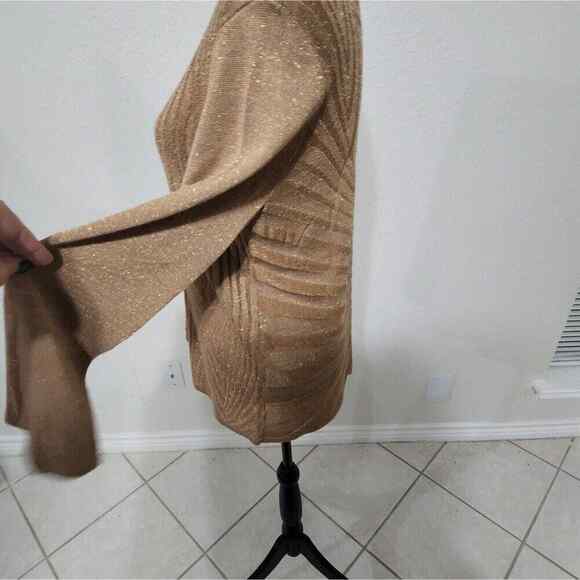 Chico's mixed rib shine pullover sweater LS pattern gold size 1 medium new!!! - Picture 3 of 7